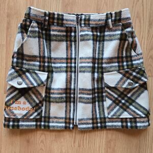 Rolarola Women Preppy Academia Carbincore Granola Plaid Zip Cargo Mini Skirt M